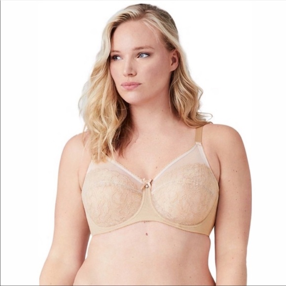 Wacoal Taupe Nude Lace Sheer Bra Underwire 36DDD Style 855186 - Picture 1 of 8